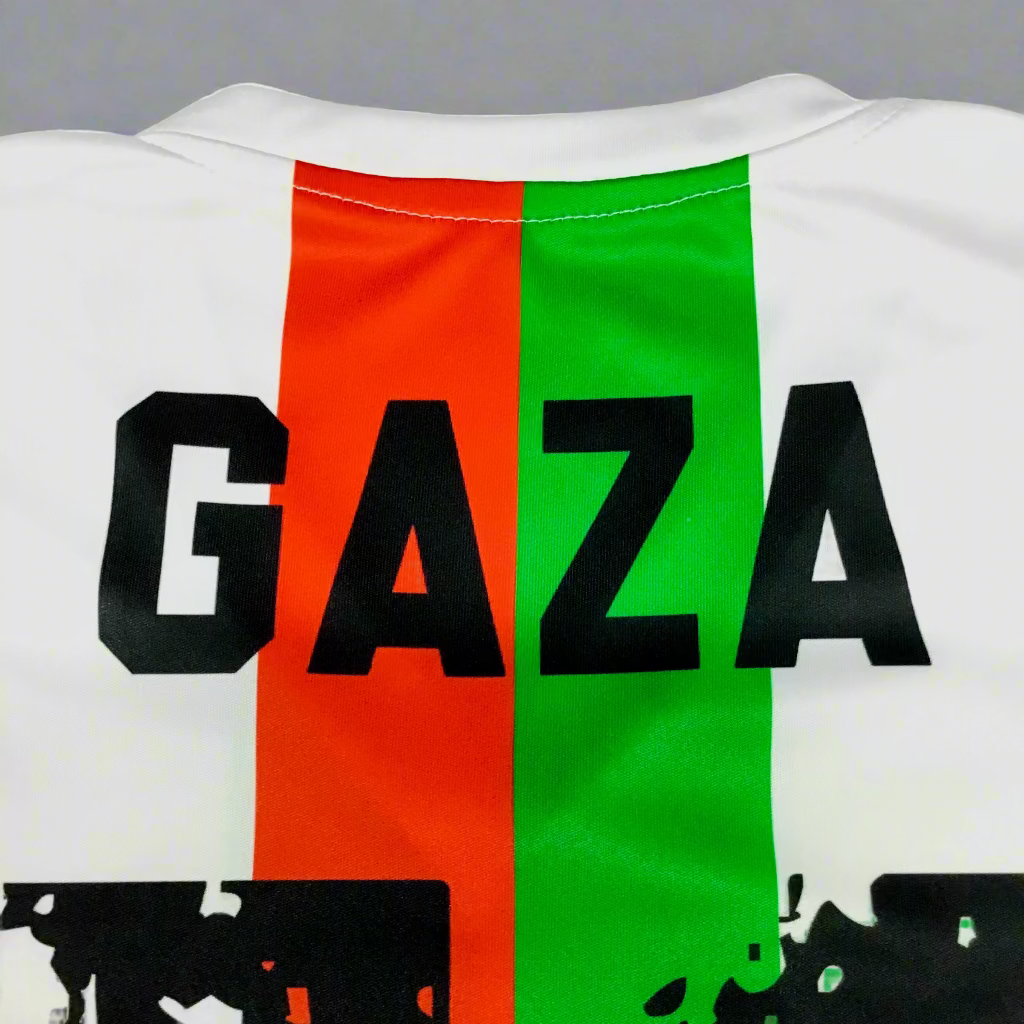 Palestine “Gaza 48” Jersey – White | Oversized Drop Shoulder Fit | Profits Donated to Gaza’s Children